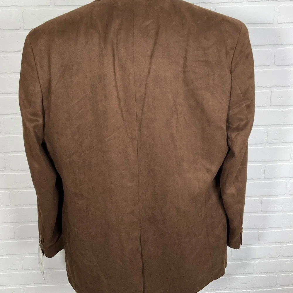 Chaps‎ Blazer Men 44L Brown Faux Suede Classic Career Sport Coat Jacket NWT